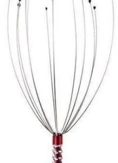 Red 12 Fingers Head and Scalp Hand Held Manual Massager