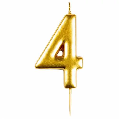 10cm Gold Numerical Birthday Candle Nr.4