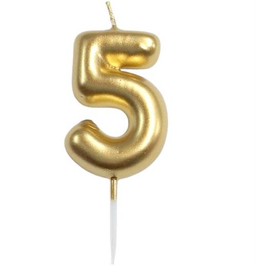 10cm Gold Numerical Birthday Candle Nr.5