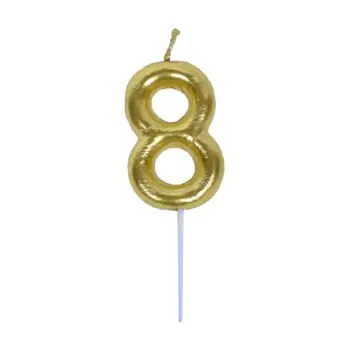 10cm Gold Numerical Birthday Candle Nr.8
