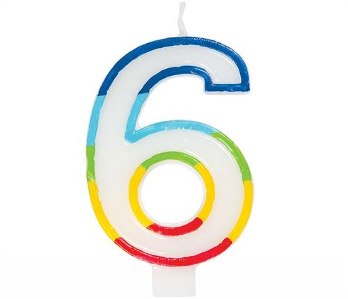 7cm Multicolor Numerical Birthday Candle Nr.6