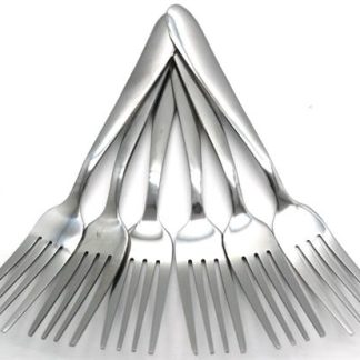 Catering 6 Piece Stainless Steel Dinner Dessert Forks -Plain Design