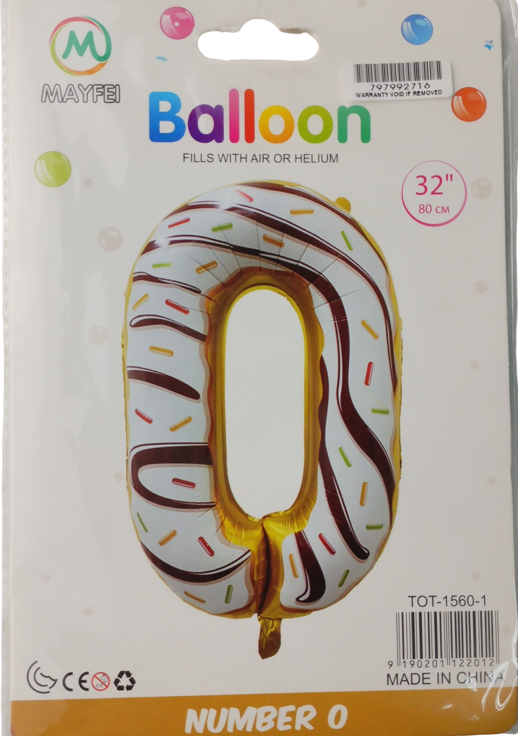 102cm Donut Balloon Number 0
