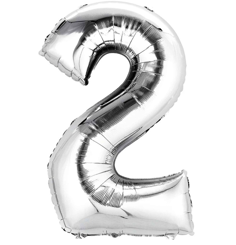102cm Silver Balloon Number 2