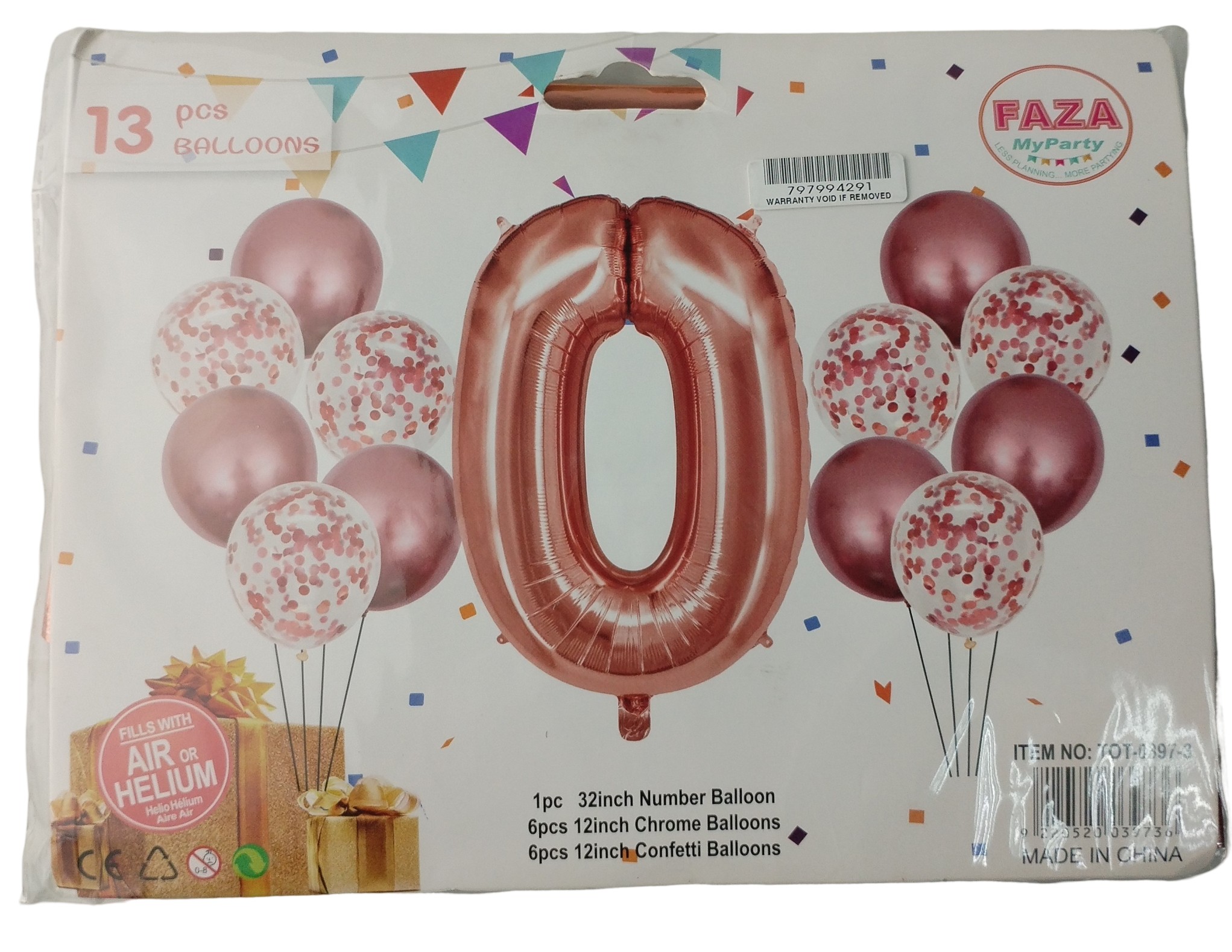13pc Rose Gold and White Balloon Set Nr 0
