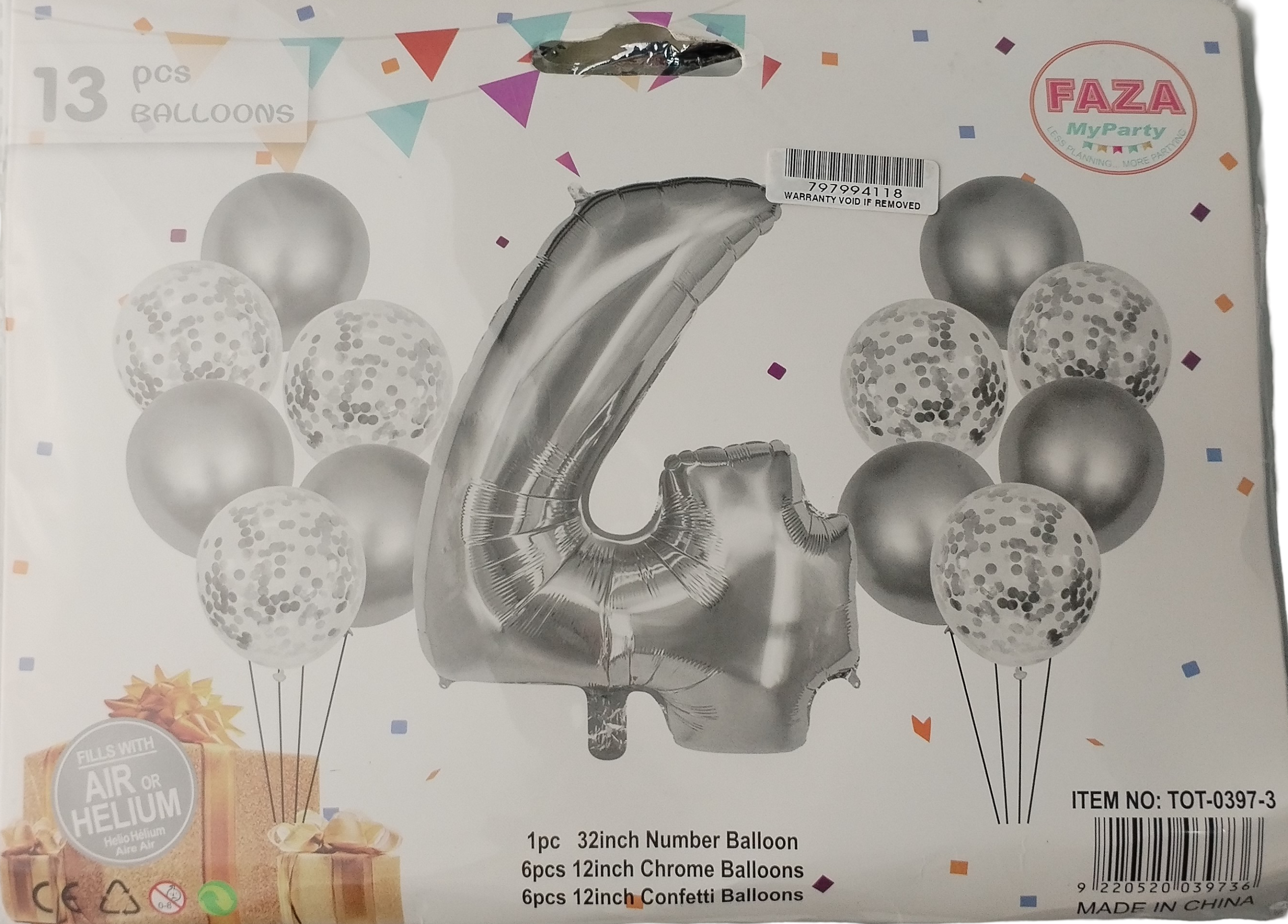 13pc Silver and White Balloon Set Nr 4