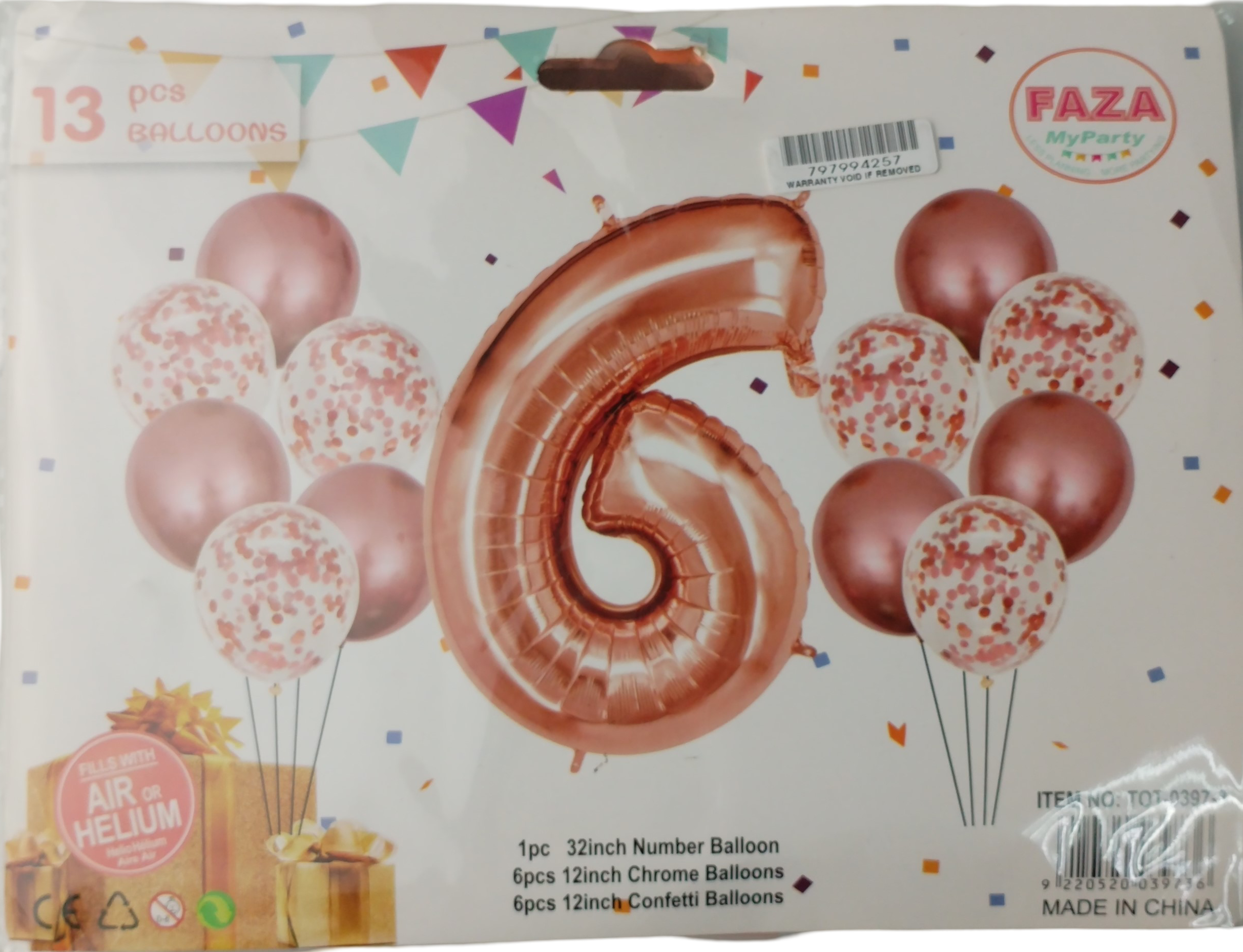 13pc Rose Gold and White Balloon Set Nr 6