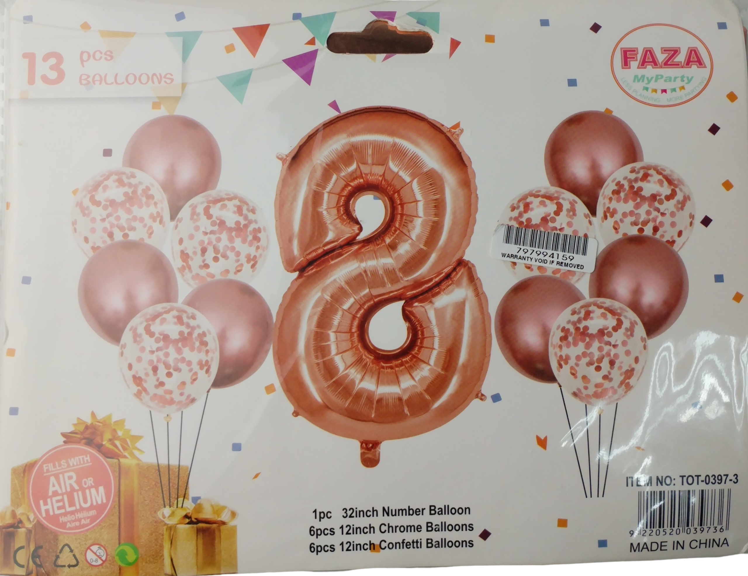 13pc Rose Gold and White Balloon Set Nr 8