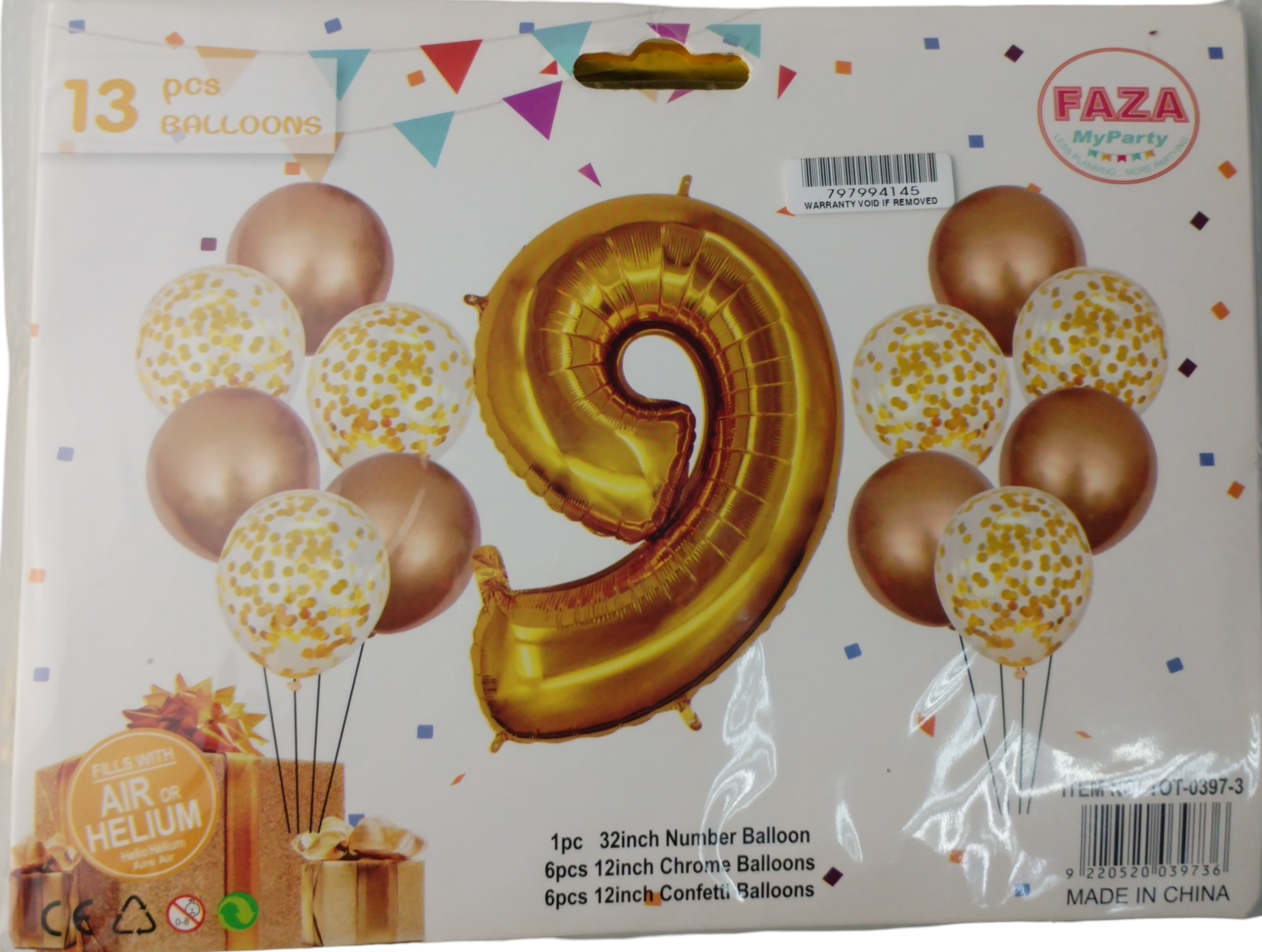 13pc Gold and White Balloon Set Nr 9