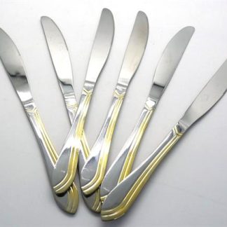 Catering 6 Piece Stainless Steel Dinner Knives Set Gold