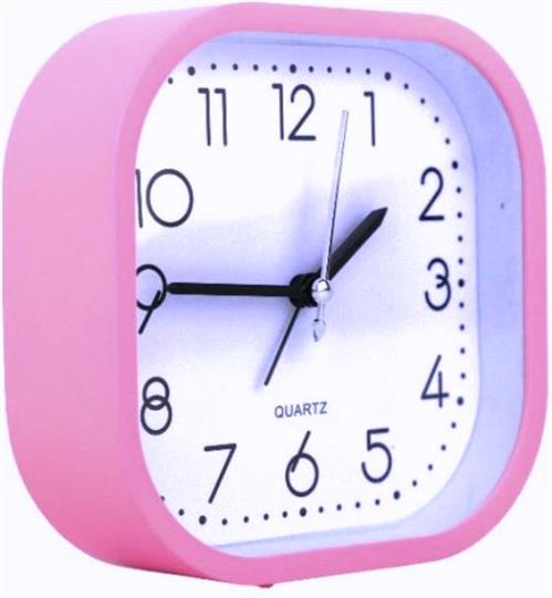Bedside Square Alarm Clock 12cm Pink